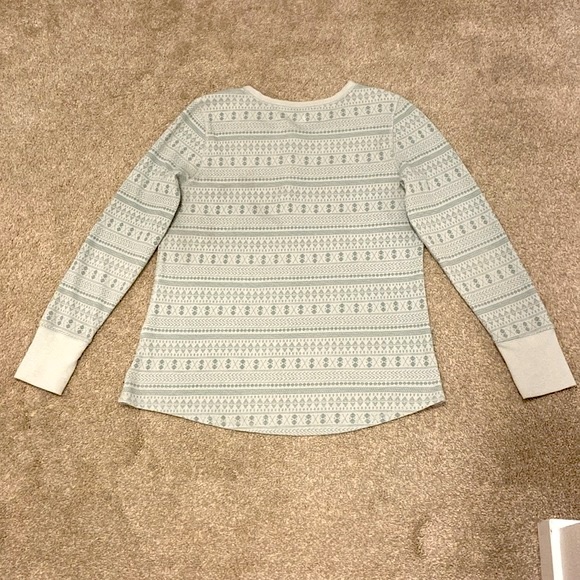 Carhartt Women’s Medium Thermal Henley T Shirt Pullover Green Argyle Size Large - Picture 4 of 7